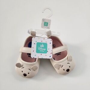 Disney Baby Winnie the Pooh Mary Jane Crib Shoes Size 2 Cream Embroidered NWT